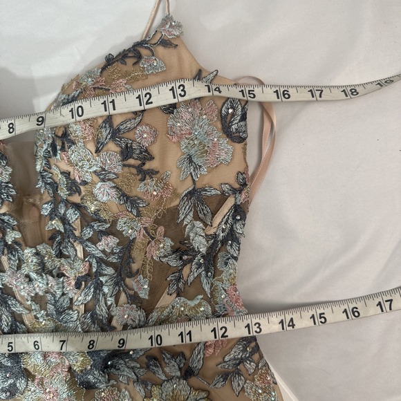 NWT $798 Mac Duggal [ 2 ] 79313 Embroidered Spaghetti Strap‎ Trumpet Gown #S1808 - Picture 5 of 16